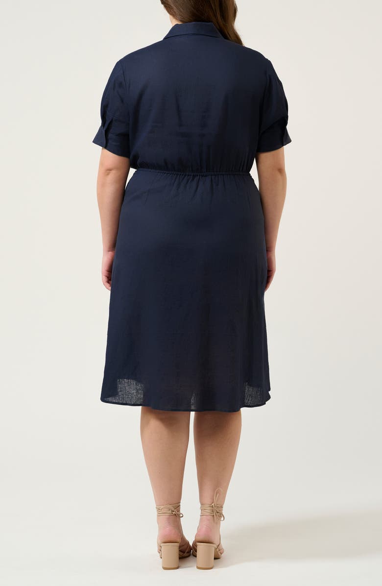 Estelle Esther Tie Waist Shirtdress, Alternate, color, Navy