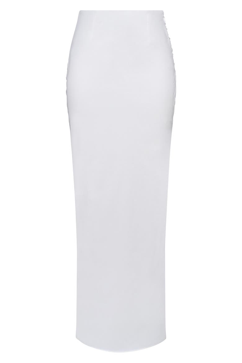 Lyra Ruched V-Back Evening Maxi Skirt, Alternate, color, WHITE