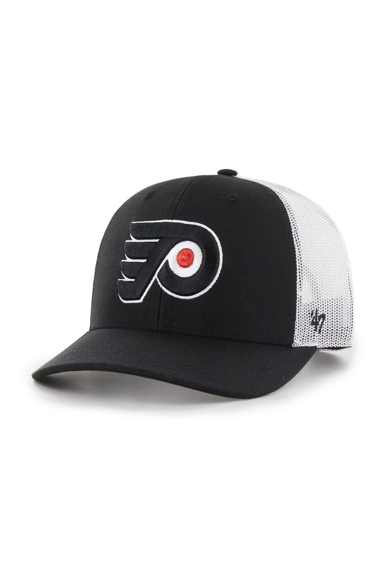Men's '47 Black/White Philadelphia Flyers Logo Trucker Adjustable Hat, Main, color, Black