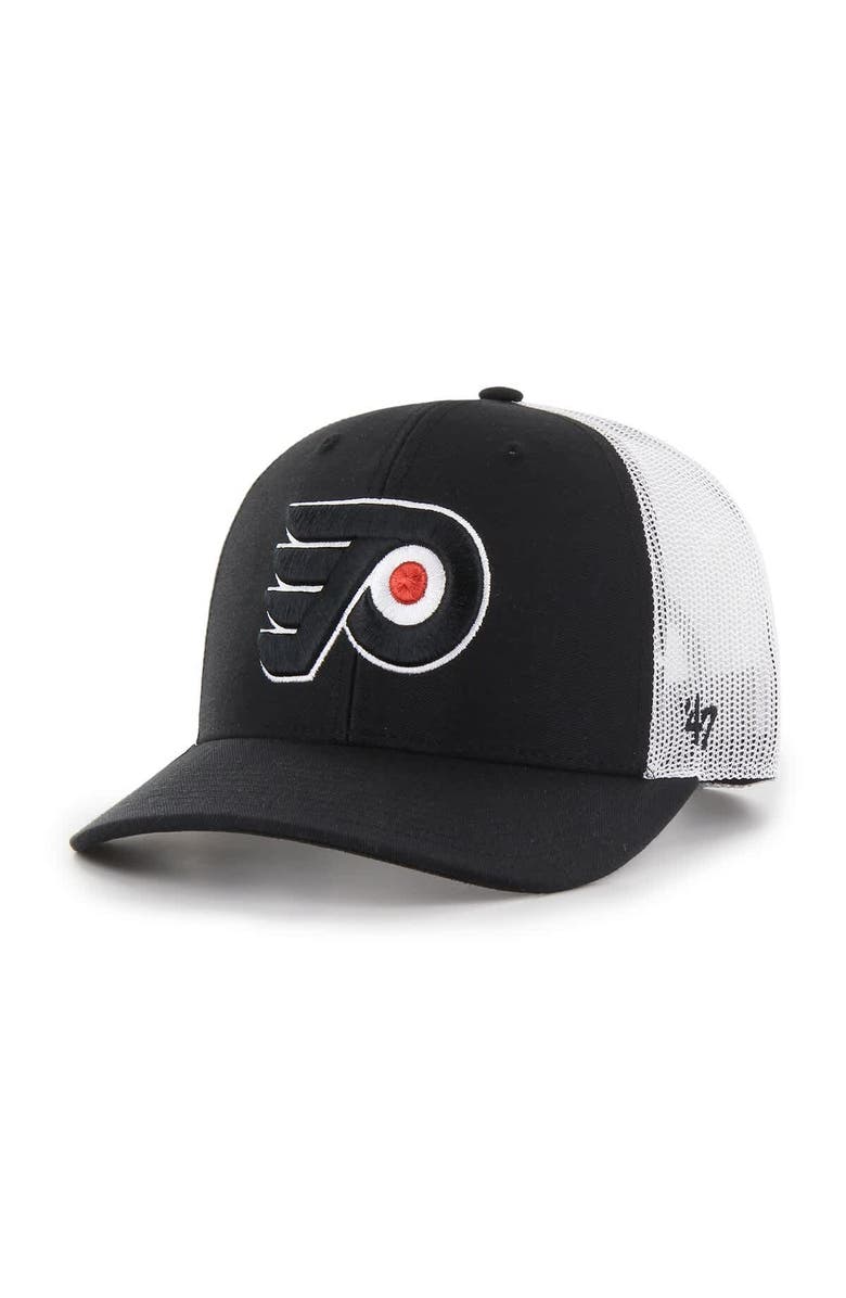 '47 Men's '47 Black/White Philadelphia Flyers Logo Trucker Adjustable Hat, Main, color, Black