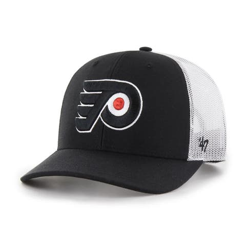 Men's '47 Black/White Philadelphia Flyers Logo Trucker Adjustable Hat