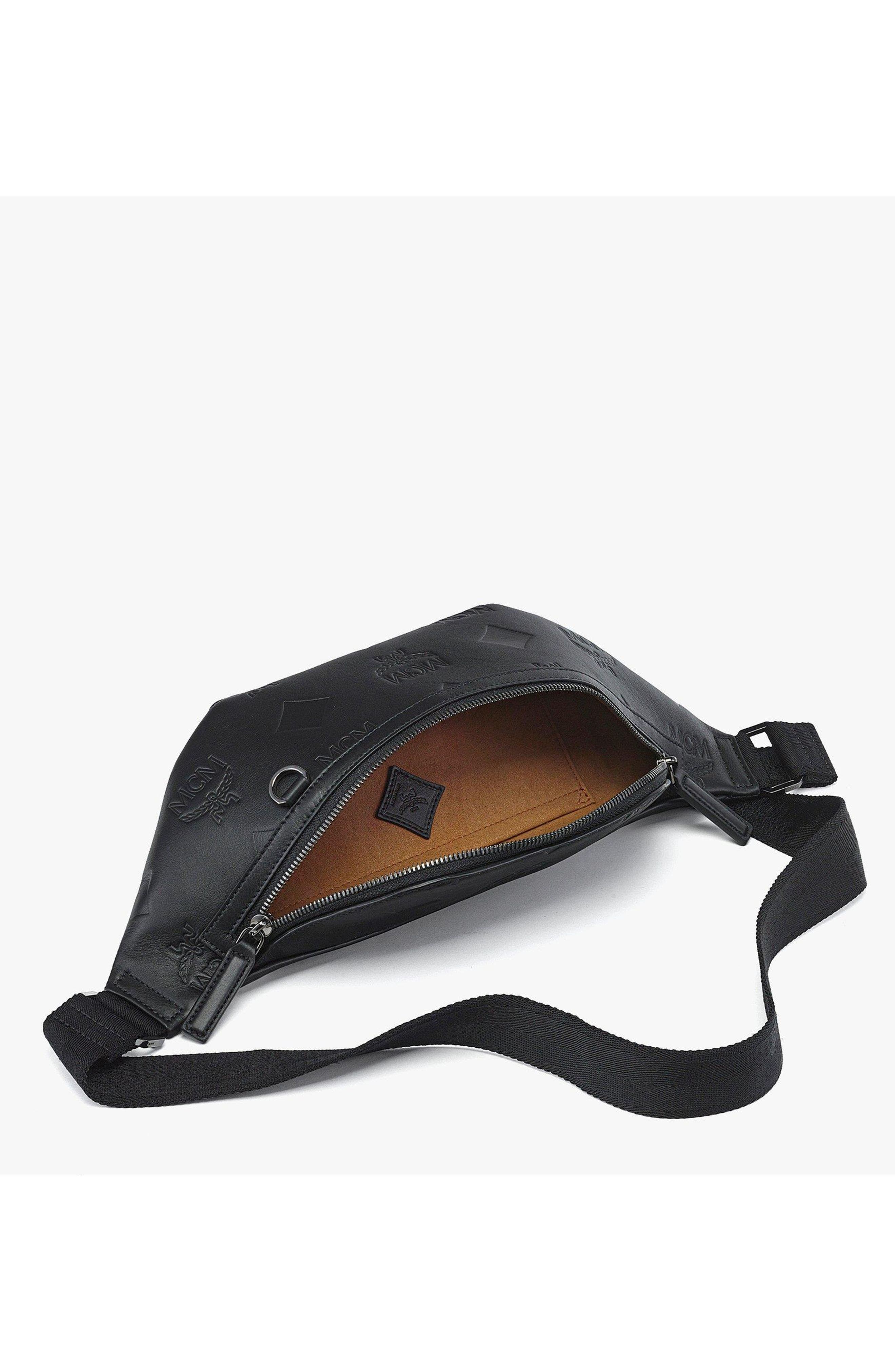 MCM Medium Fursten Belt Bag in Maxi Monogram Leather, Alternate, color, Black