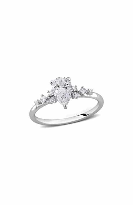 Pear and Round Moissanite Engagement Ring