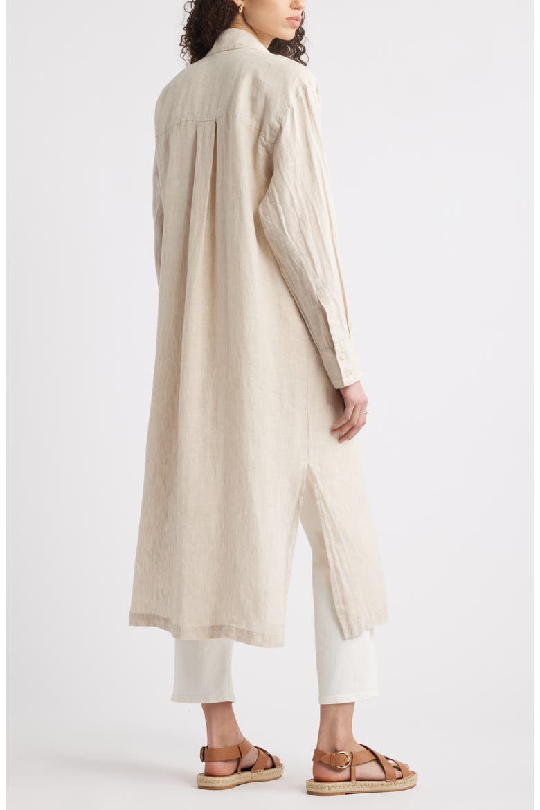 Long Sleeve Linen Button-Up Duster, Alternate, color, FLAX