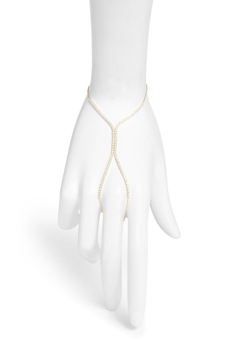 Cubic Zirconia Tennis Hand Chain, Main, color, GOLD/ WHITE STONES