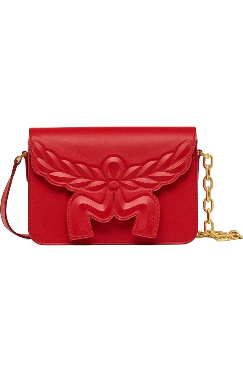 MCM Himmel Laurel Crossbody in Calf Leather, Main, color, Candy Red