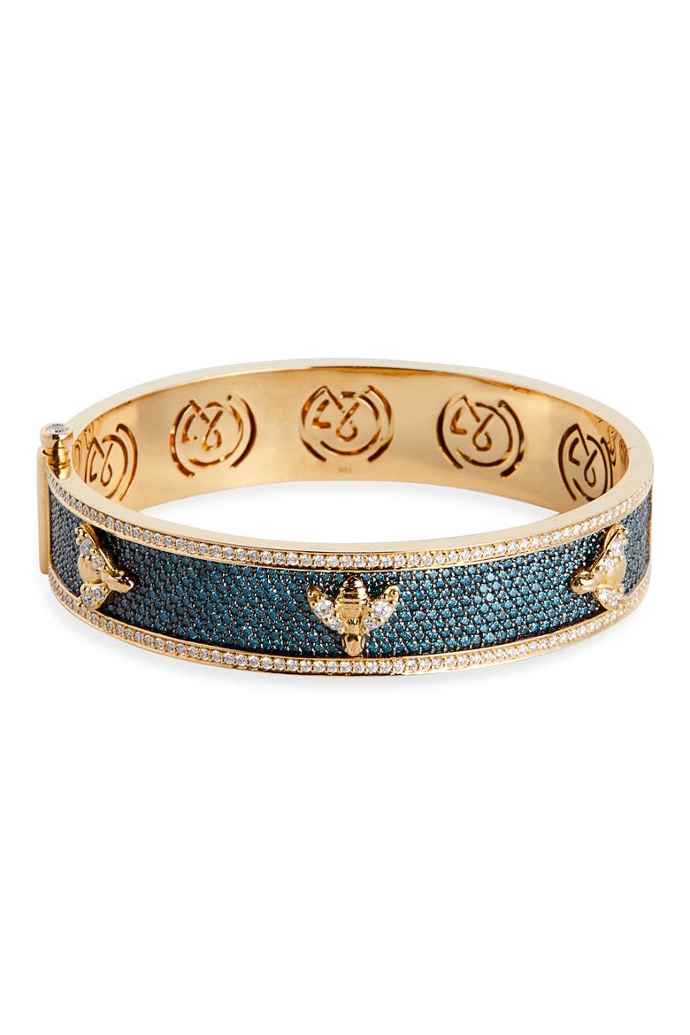 Honey Bees Pavé Diamond Garden Bangle Bracelet, Main, color, BLUE DIAMOND/ DIAMOND