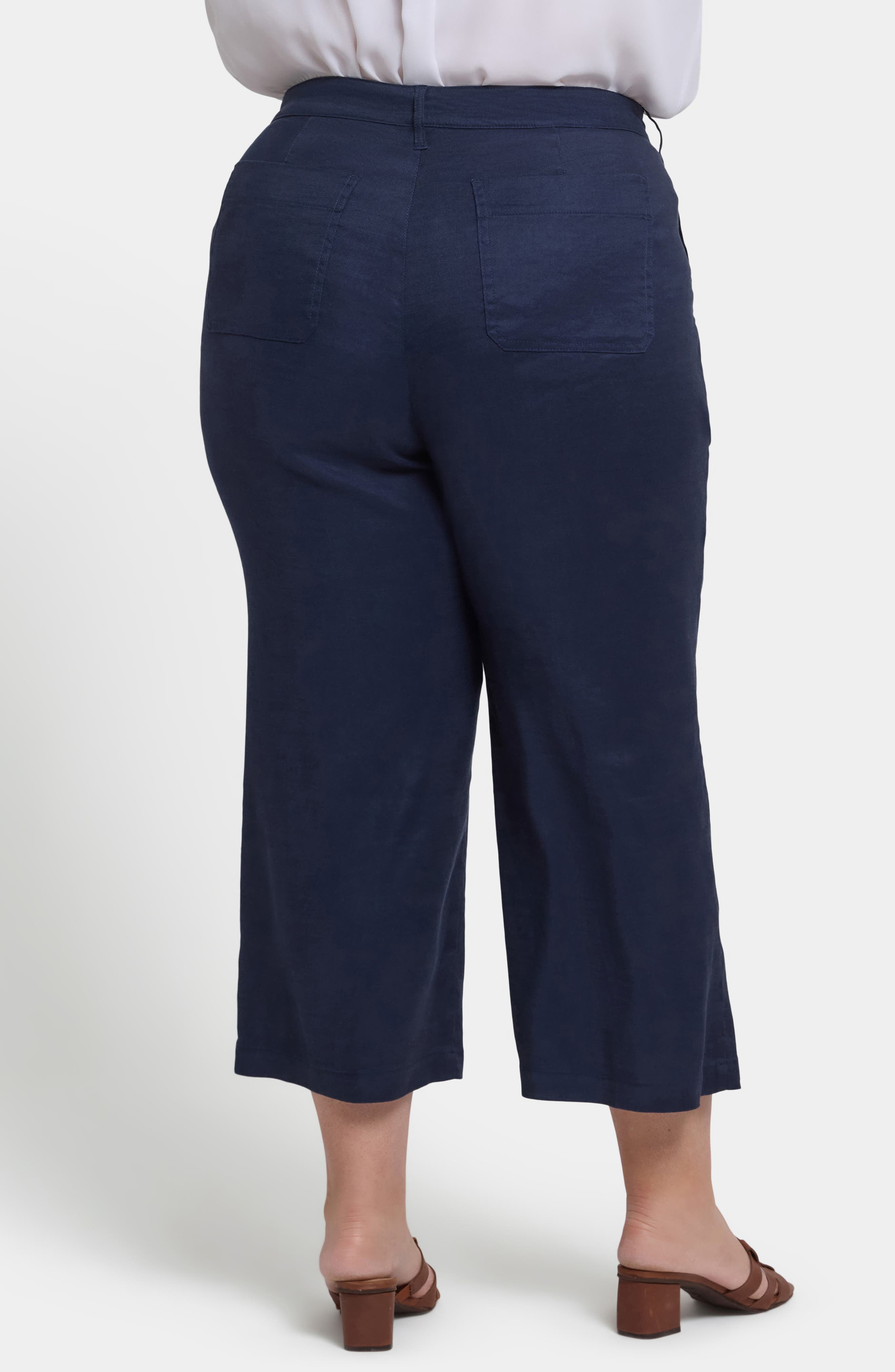 Crop Wide Leg Linen Blend Utility Pants - image 2