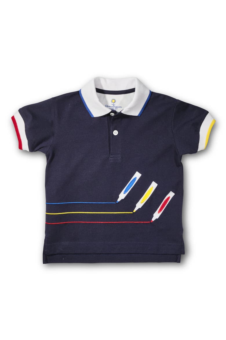 Polo With Markers, Main, color, Navy Multicolor
