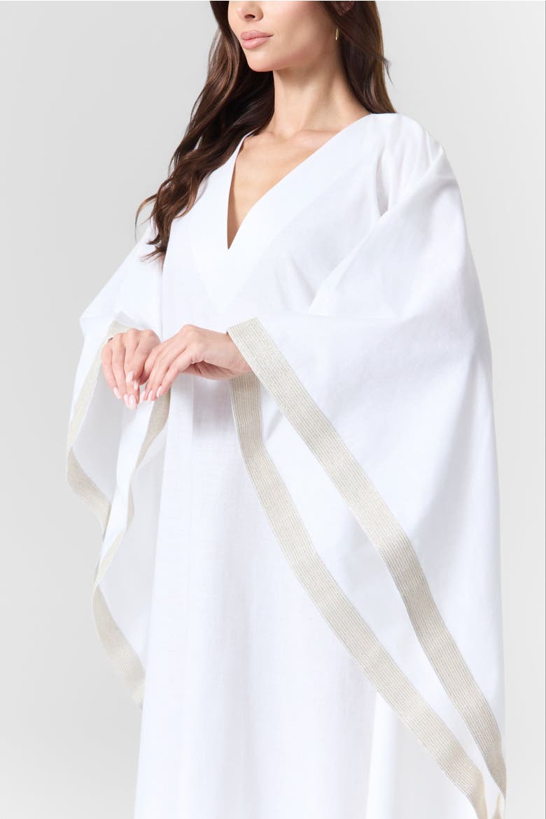 Luna Linen Kaftan Gown, Alternate, color, white
