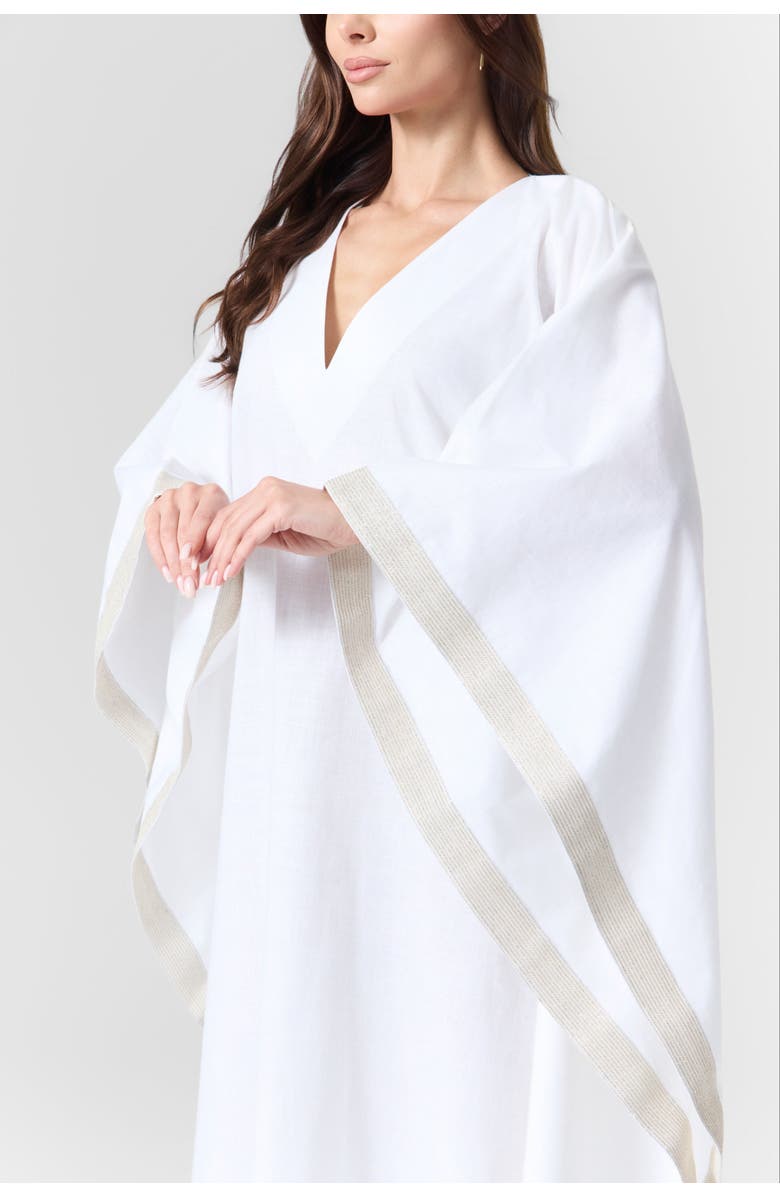Le Fafo Luna Linen Kaftan Gown, Alternate, color, White