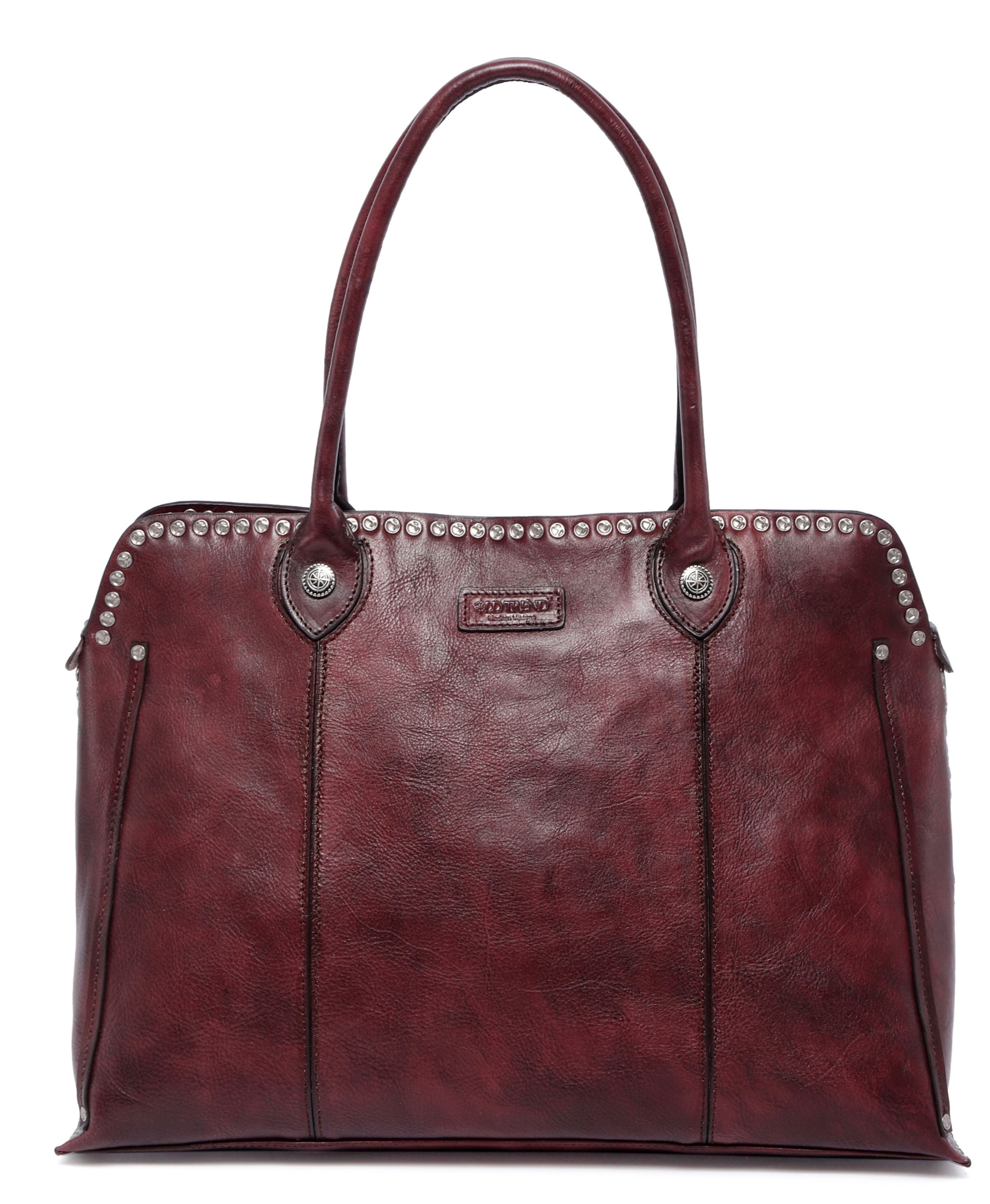 Soul Stud Genuine Leather Structured Satchel, Main, color, Rusty Red