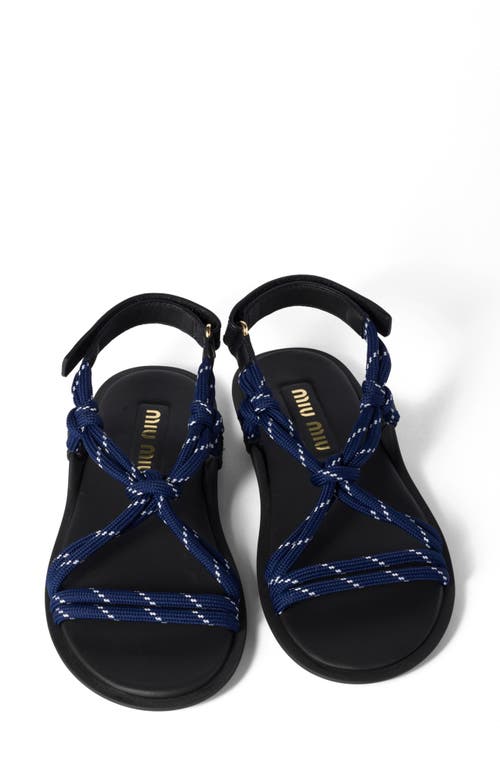 Miu Miu Nastro Cross Rope Grip-strap Sandals In Baltico