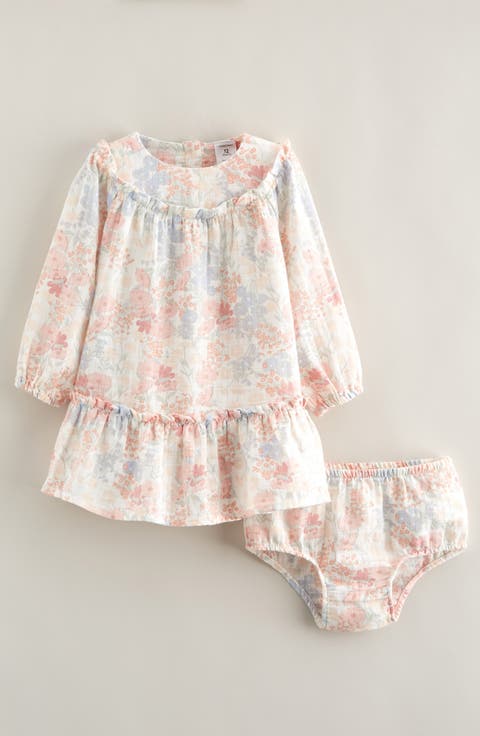 Long Sleeve Cotton Gauze Dress & Bloomers