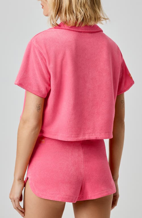 Florence By Mills Terry Cloth Crop Snap-up Shirt