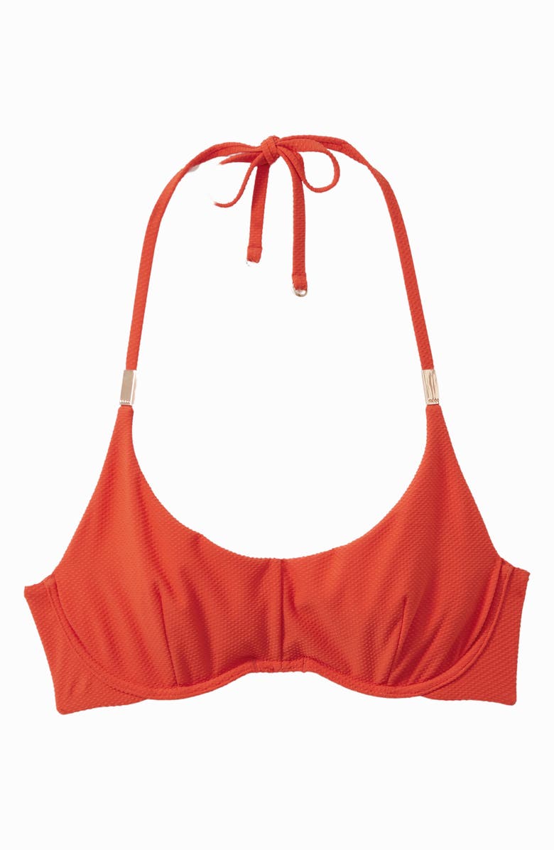 Reiss Lucy Textured Bikini Top, Alternate, color, Orange