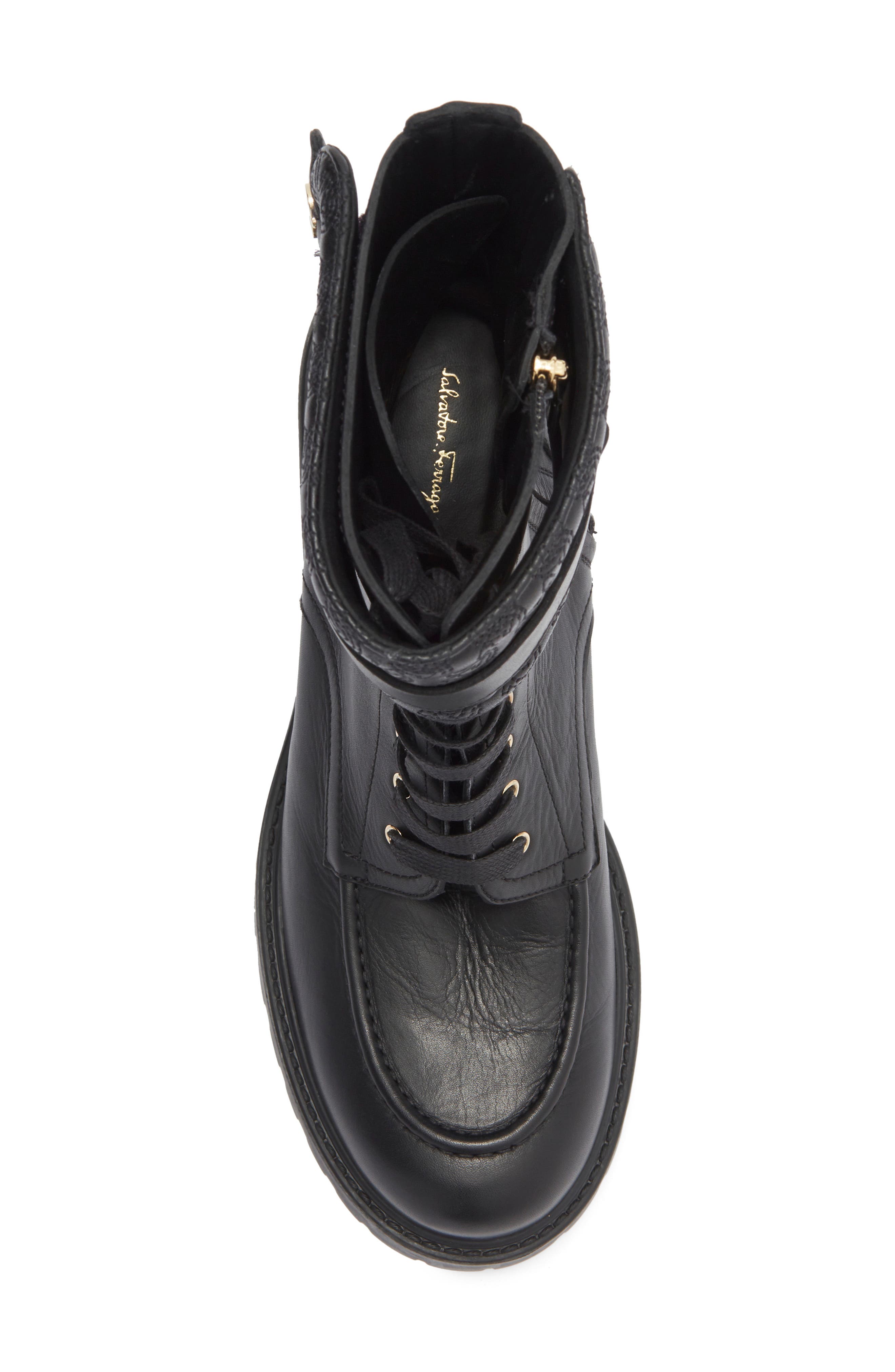 FERRAGAMO Shiraz Combat Boot, Alternate, color, Black