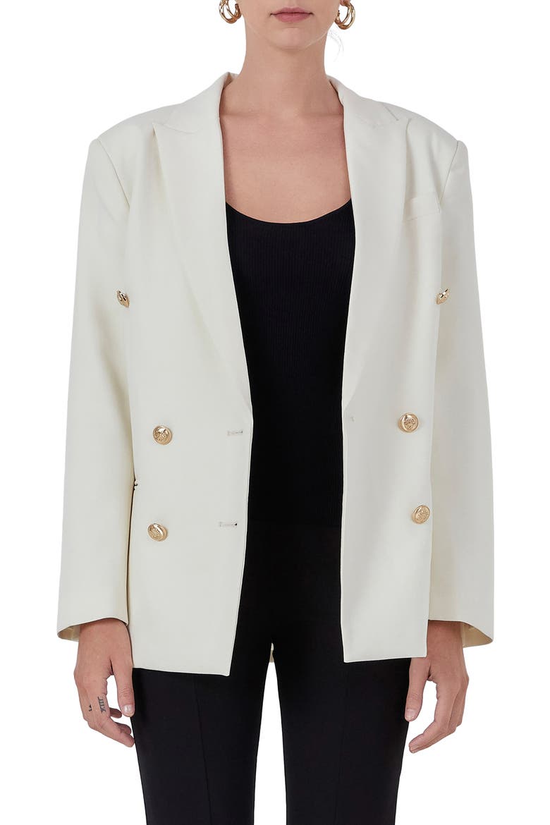 Double Breasted Blazer, Main, color, ECRU