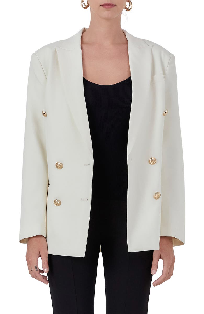 Endless Rose Double Breasted Blazer, Main, color, Ecru