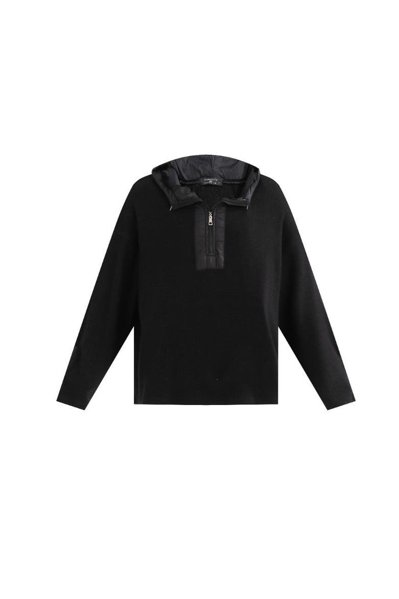 Ribbed Half-Zip Sweater, Main, color, Black