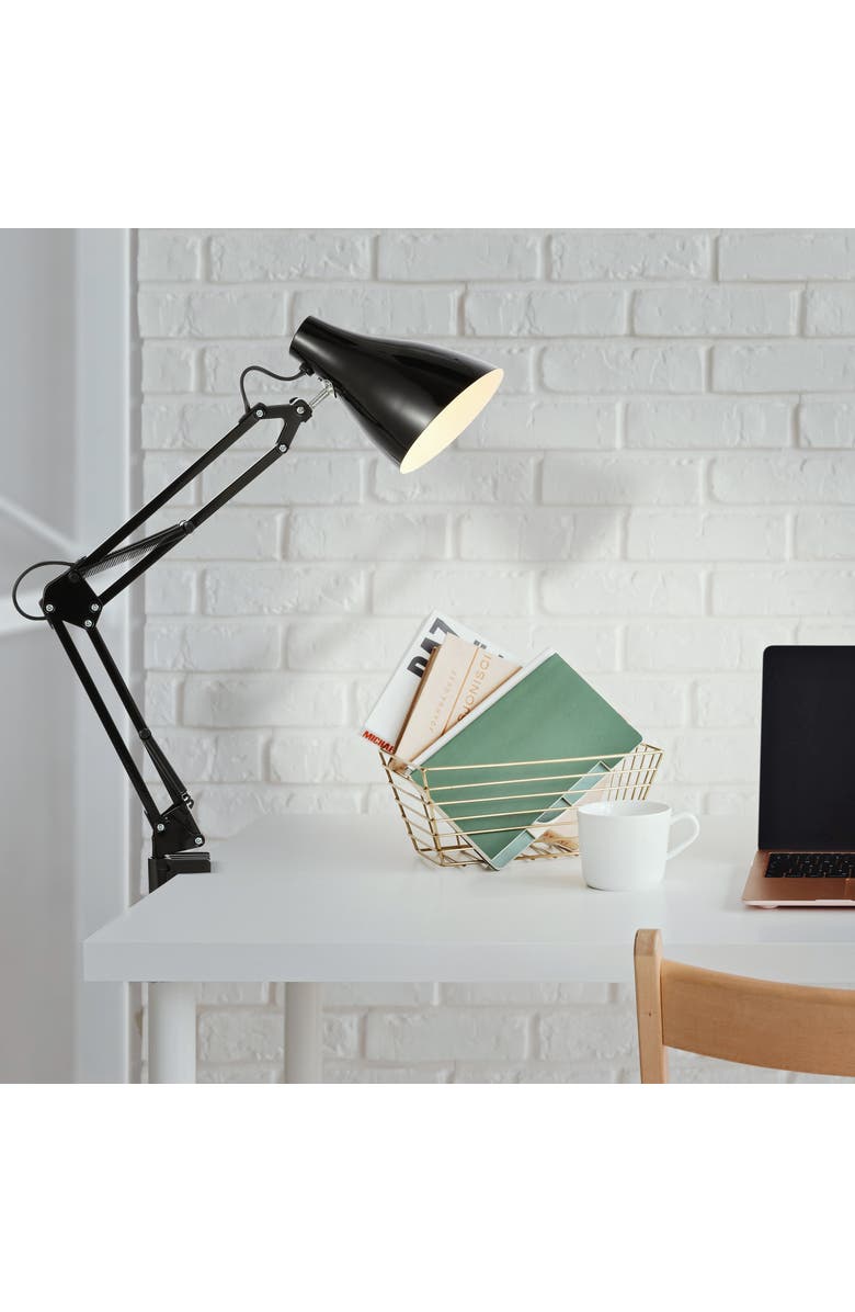 JONATHAN Y Odile Classic Industrial Adjustable Articulated Clamp-On LED Task Lamp, Alternate, color, Black