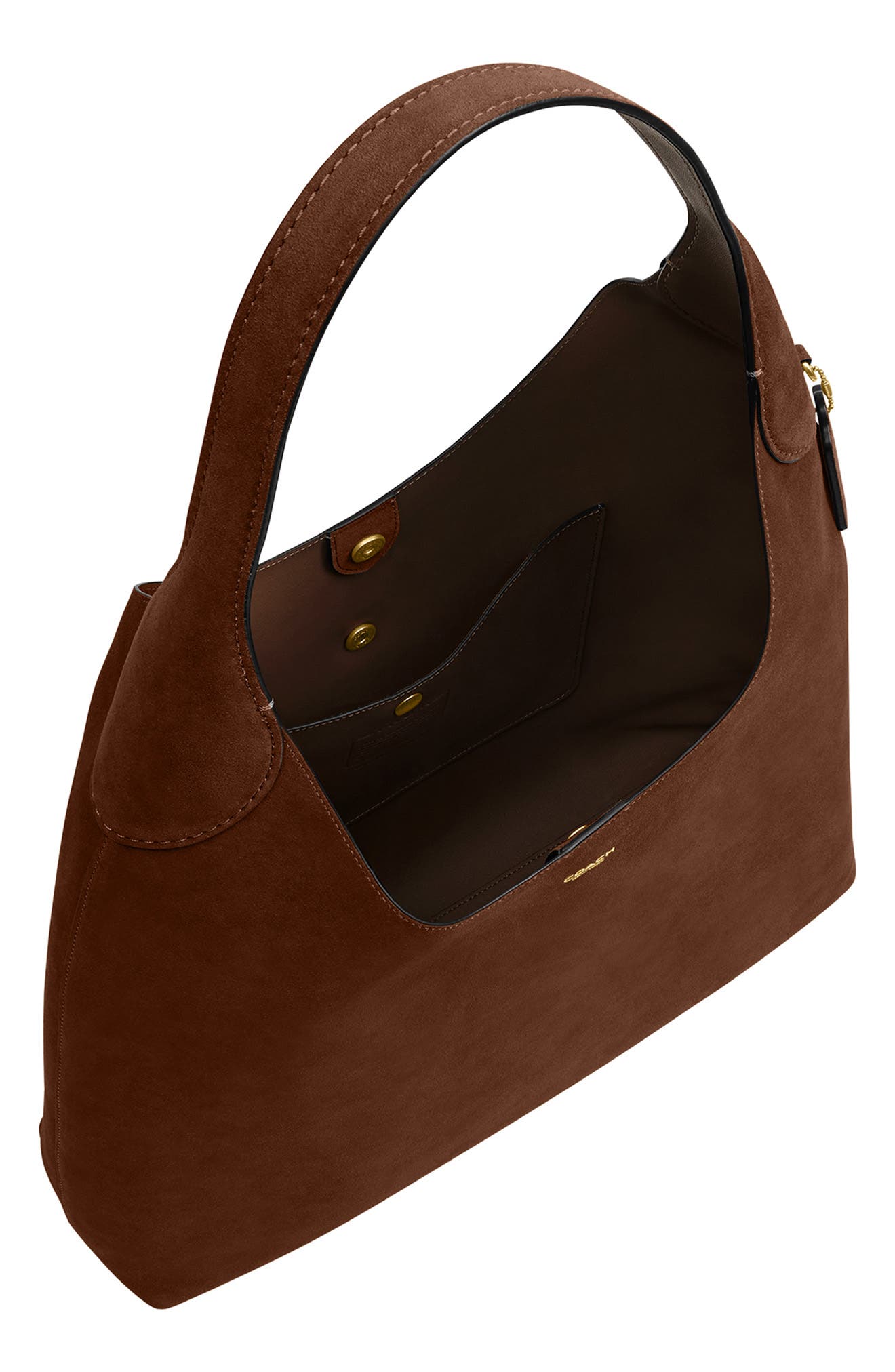 COACH Brooklyn 39 Suede Shoulder Bag, Alternate, color, B4/Warm Brown
