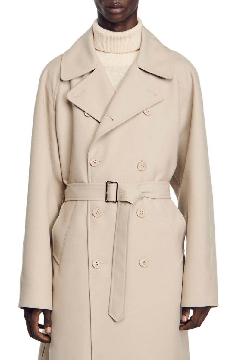 SANDRO Long trench coat, Alternate, color, 