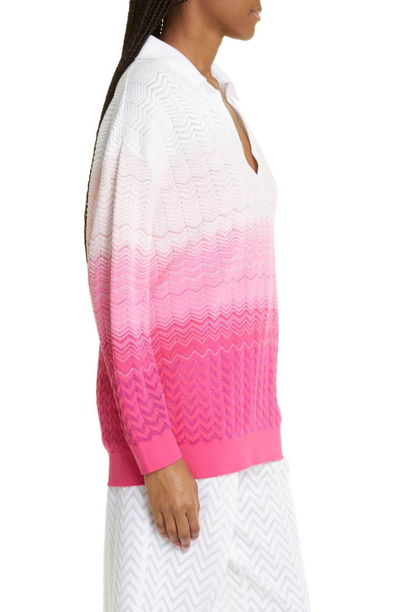 Missoni Zig Zag Cotton Blend Polo Sweater, Alternate, color, 