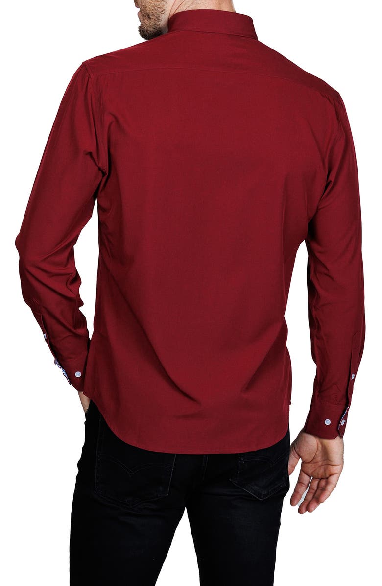 TailorByrd Mélange Performance Button Down Shirt, Alternate, color, Burgundy