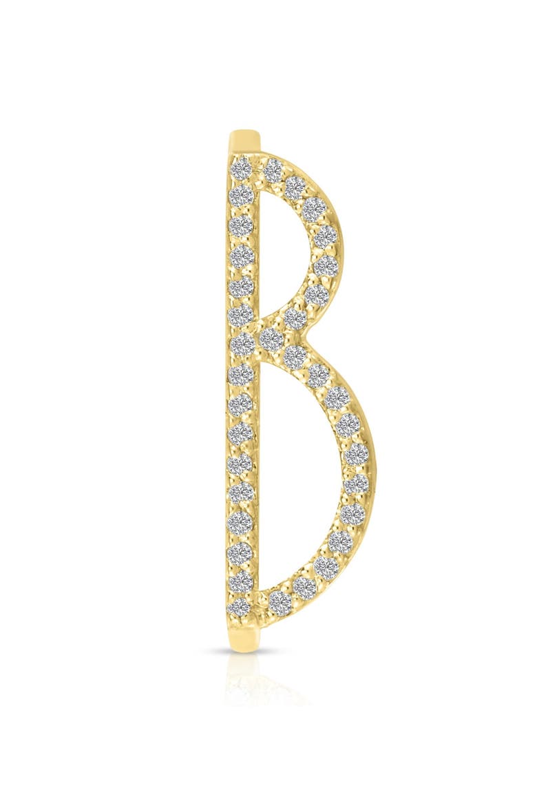 Pavé White Diamond Initial Ring, Alternate, color, Yellow Gold