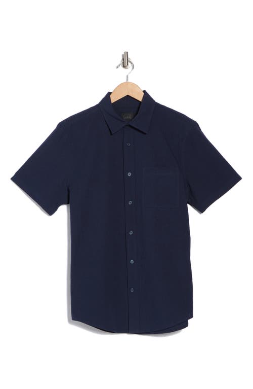 14th & Union Seersucker Short Sleeve Cotton Button-up Shirt In Navy Blazer