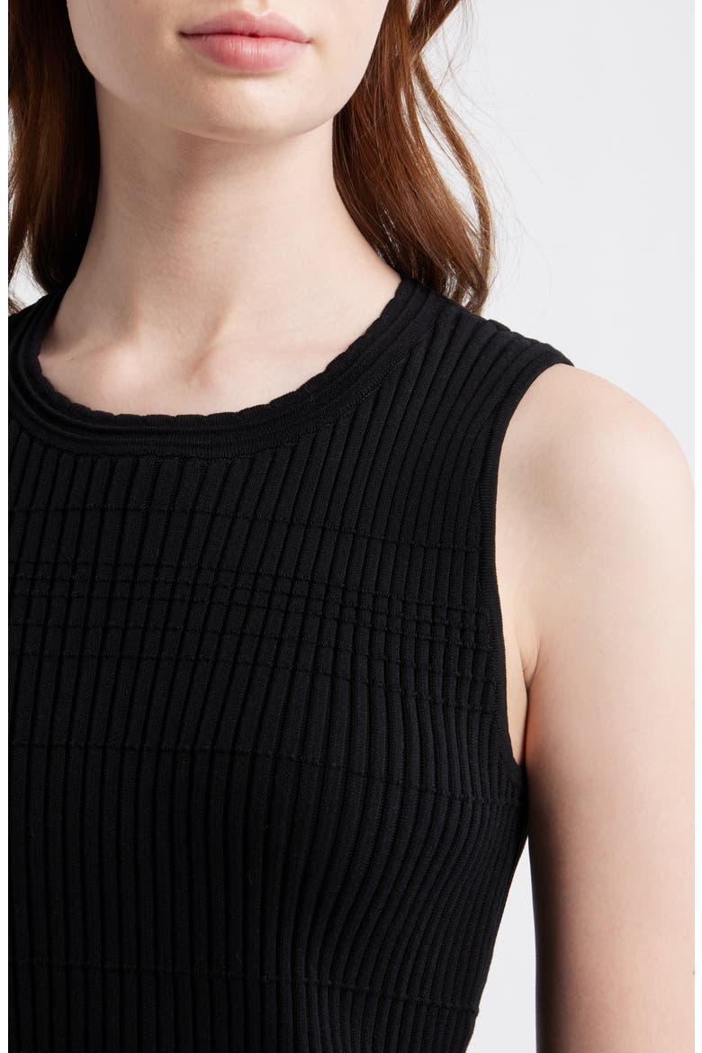 Ayan Rib Knit Fringe Trim Tank, Alternate, color, BLACK