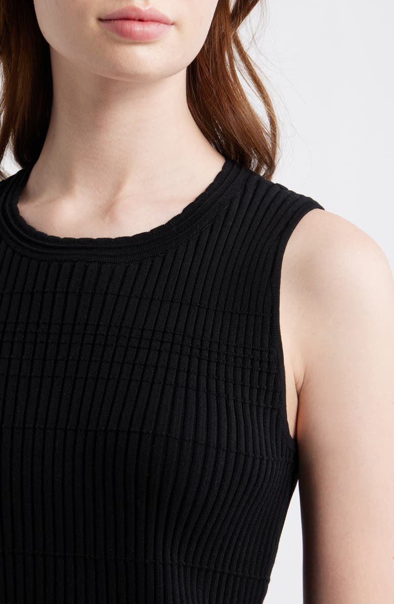 rag & bone Ayan Rib Knit Fringe Trim Tank, Alternate, color, Black