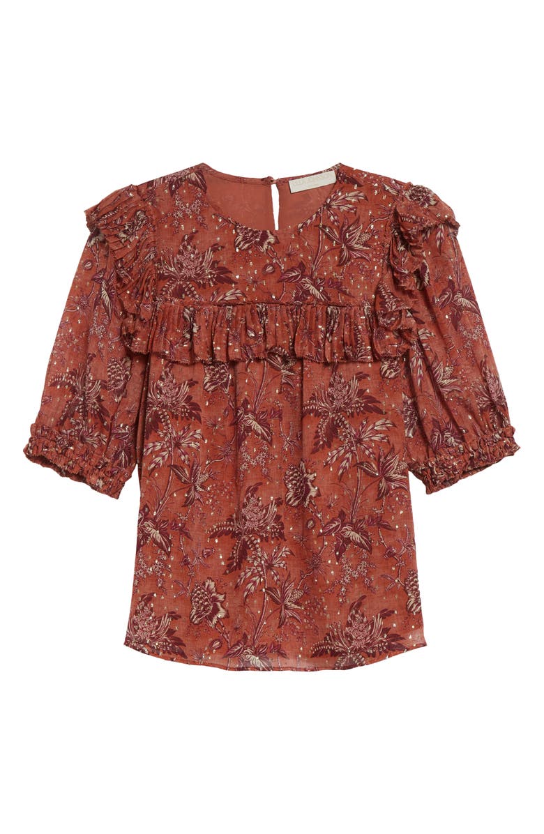 Ulla Johnson Jodie Puff Sleeve Floral Top, Alternate, color, Oleander