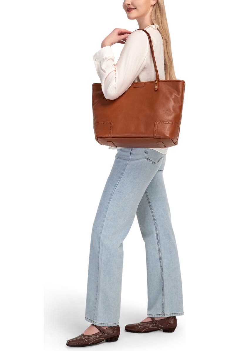 OLD TREND Camellia Medium Reversible Leather Tote, Alternate, color, Cognac