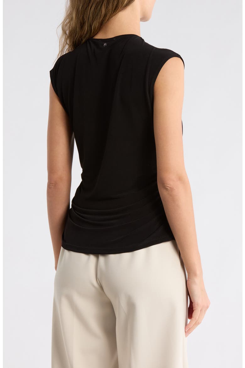 Asymmetrical Ruched Cap Sleeve Top, Alternate, color, BLACK