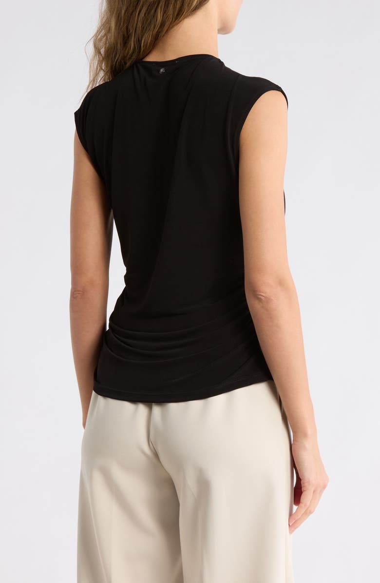 DKNY Asymmetrical Ruched Cap Sleeve Top, Alternate, color, Black