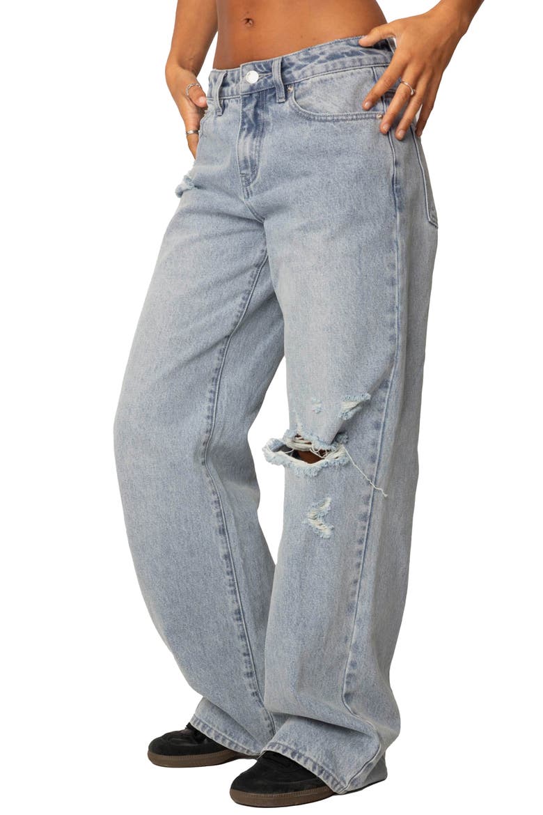 Adam Distressed Ripped Nonstretch Wide Leg Jeans, Alternate, color, LIGHT-BLUE