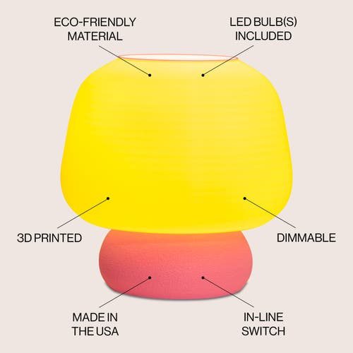JONATHAN Y JONATHAN Y PORTOBELLO MODERN CLASSIC PLANT-BASED LED 3D PRINTED MUSHROOM TABLE LAMP, DIMMABLE 