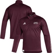 adidas Men's adidas Maroon Mississippi State Bulldogs 2021 Sideline Primeblue Quarter-Zip Jacket