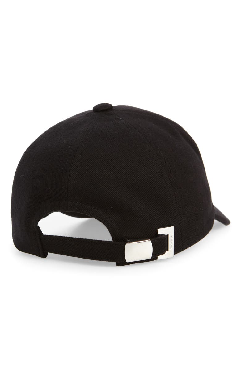 Balmain Signature Embroidered Cotton Baseball Cap, Alternate, color, Black/ Ivory