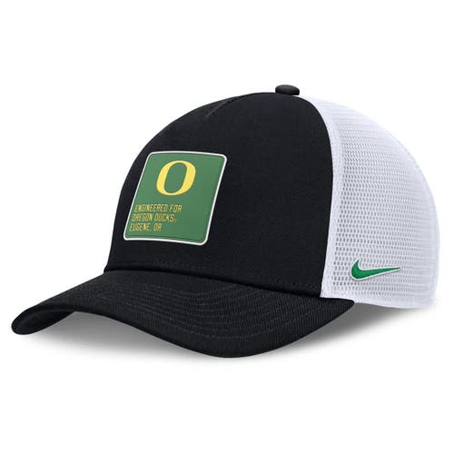 Nike Black/white Oregon Ducks 2025 On-field Rise Engineered Trucker Adjustable Hat