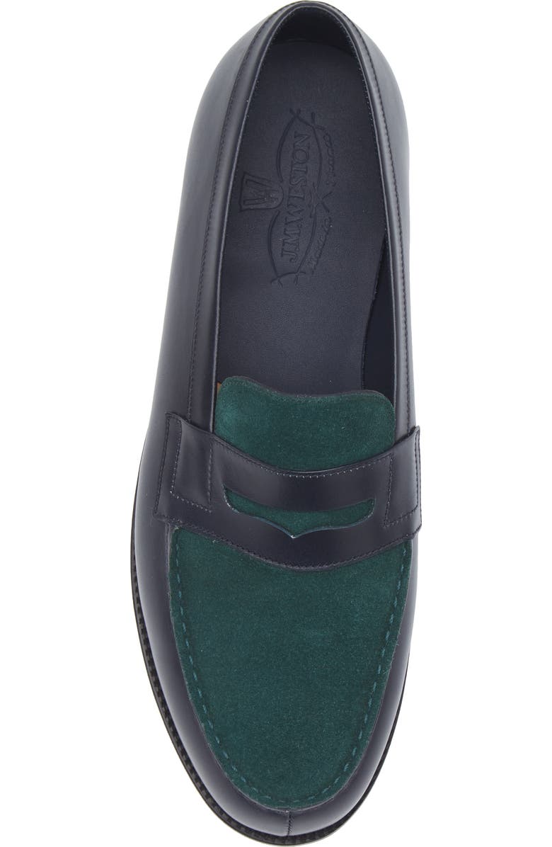 JM WESTON 180 Colorblock Penny Loafer, Alternate, color, Blue/ Dark Green
