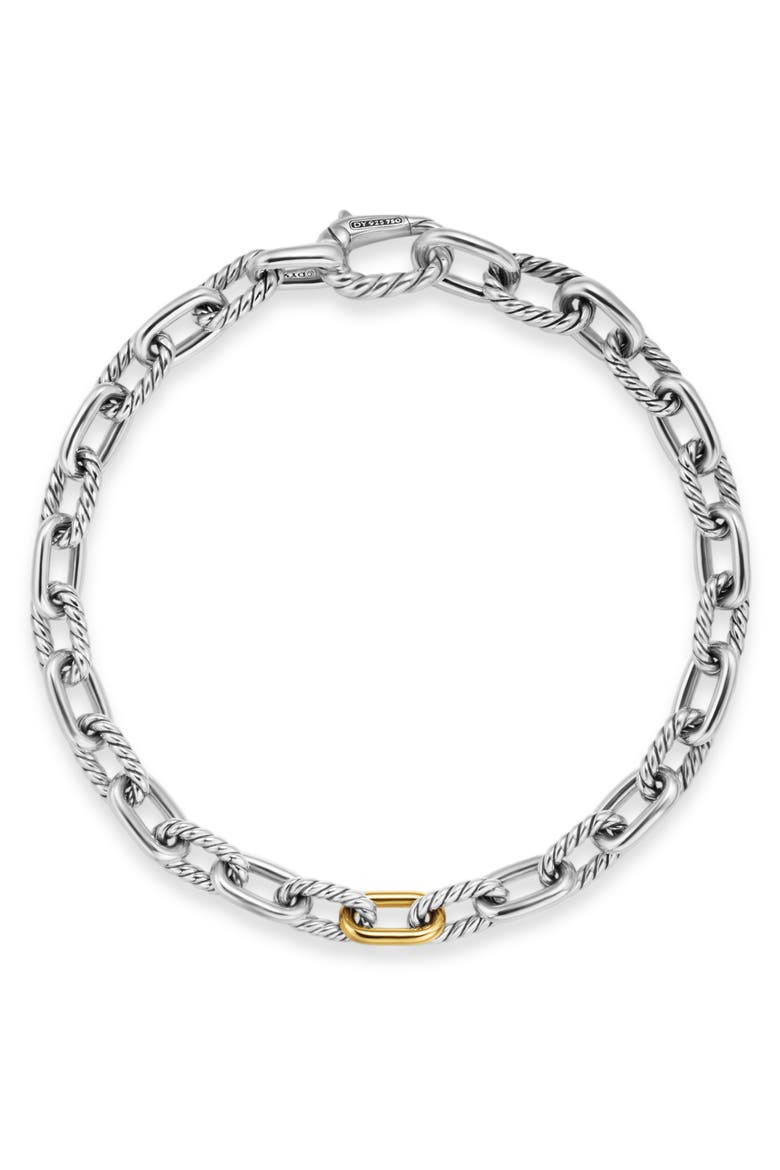 Men's DY Madison® Chain Bracelet in Sterling Silver with 18K Yellow Gold, 6mm, Alternate, color, SILVER
