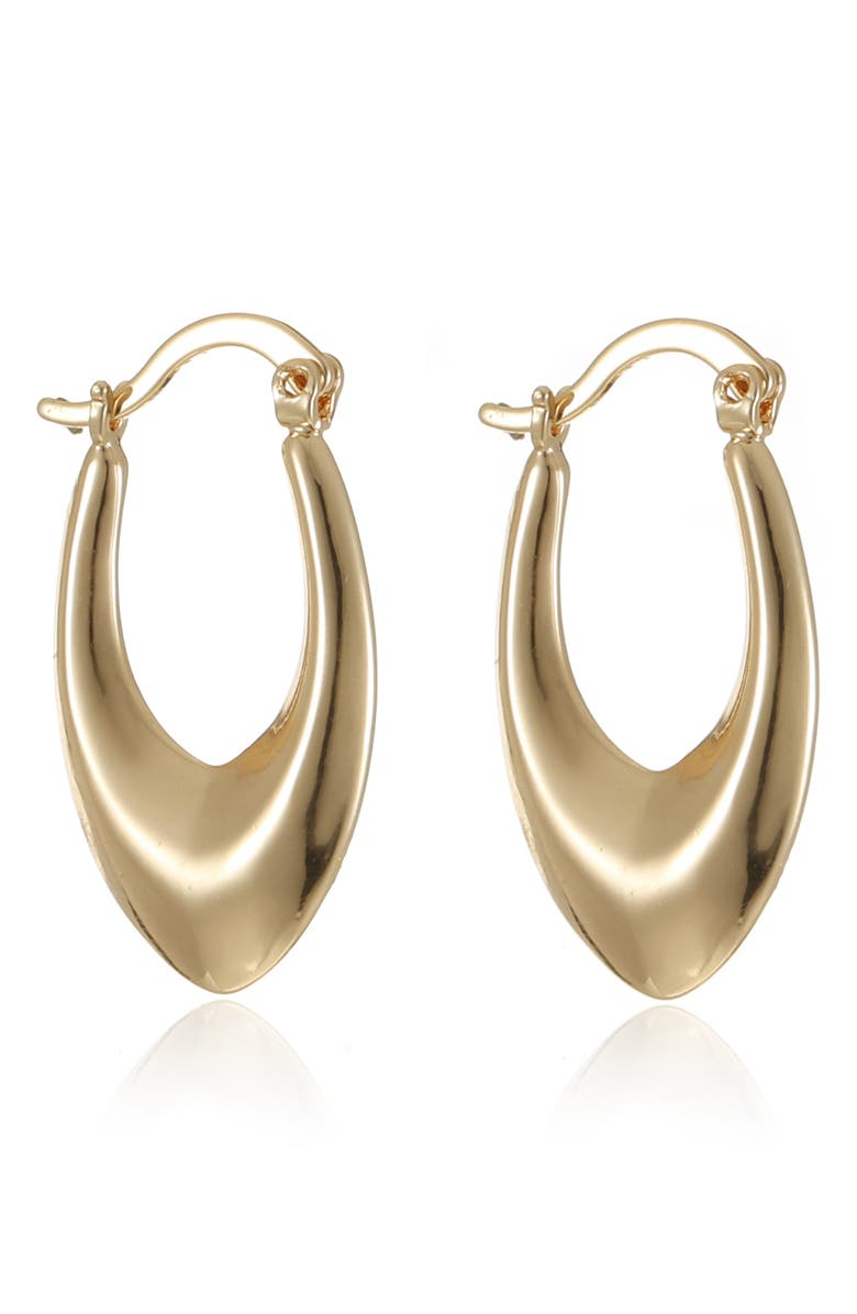 Ettika Pointed Oval Hoop Earrings, Alternate, color, Gold