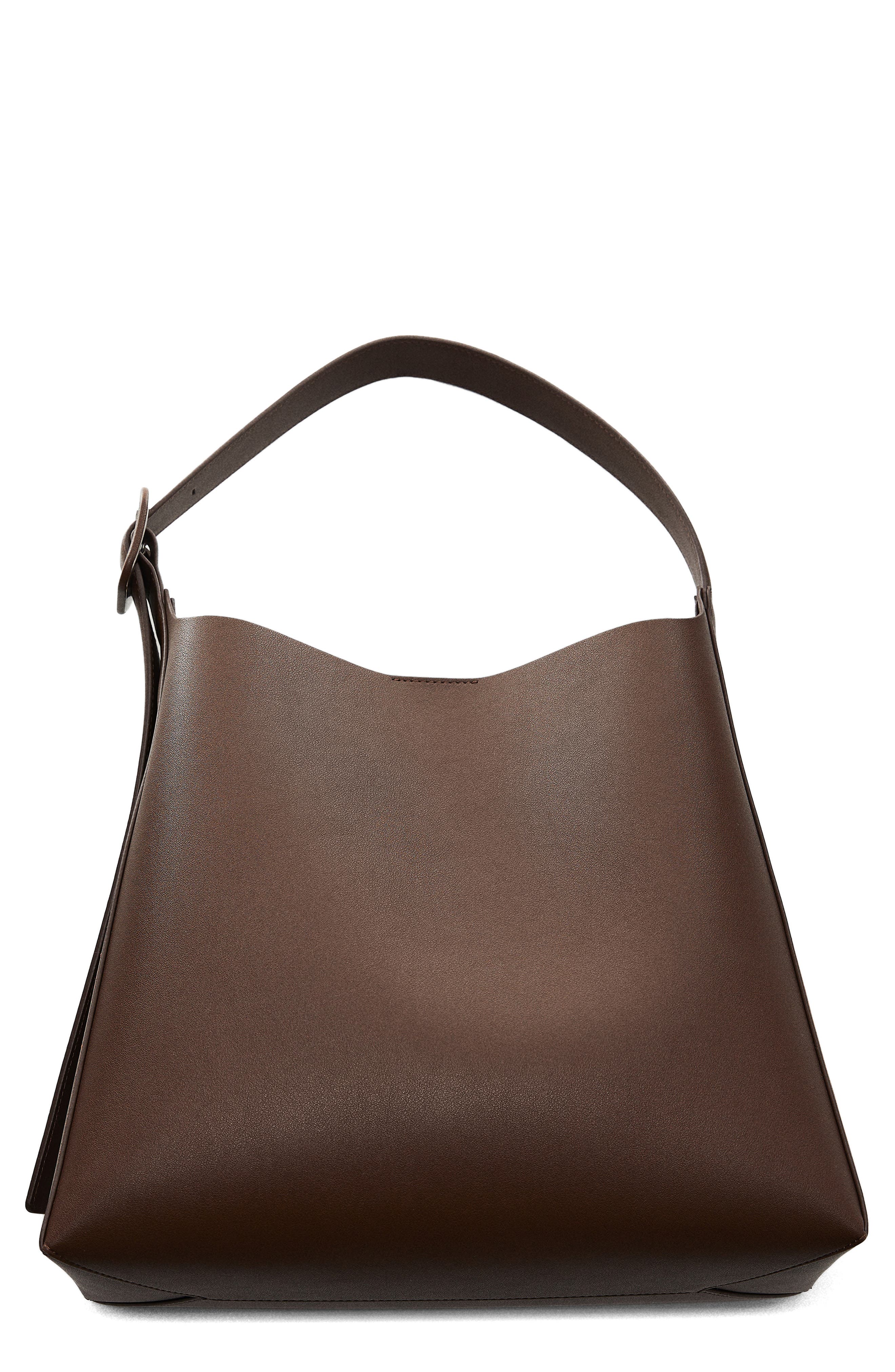 MANGO Buckle Detail Faux Leather Shopper, Main, color, 