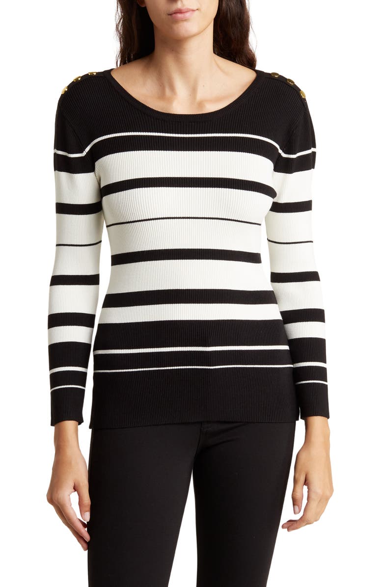 Ellen Tracy Button Trim Sweater, Main, color, 