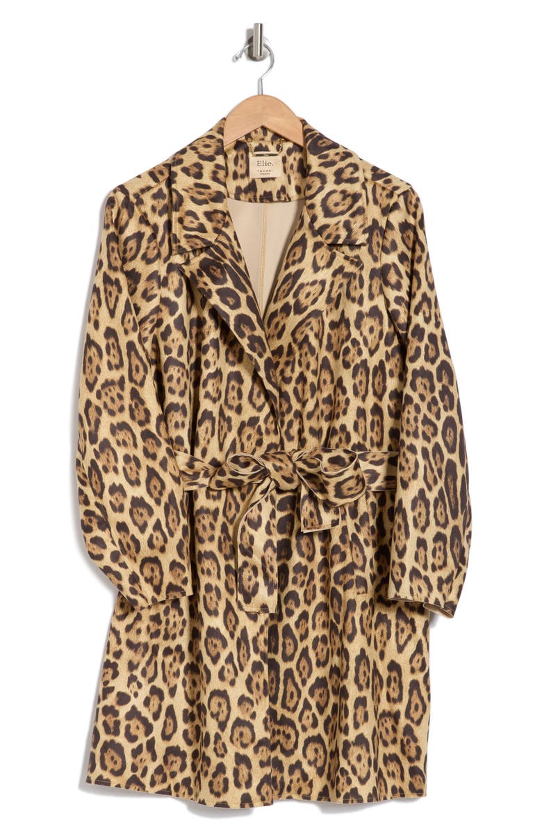 T Tahari Leopard Faux Suede Coat, Alternate, color,