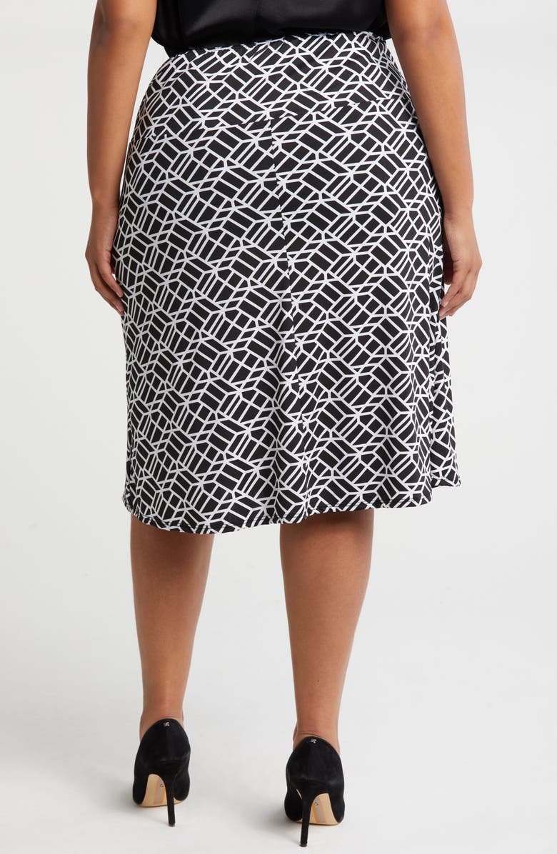24seven Comfort Apparel Geometric Print Jersey Midi Skirt, Alternate, color, 