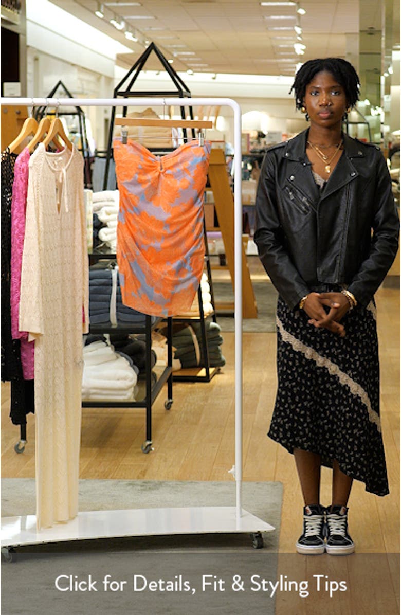 Shirred Strapless Sheer Mesh Overlay One-Piece Swimsuit, sales video thumbnail